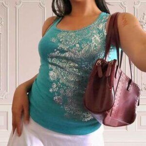 Y2K Turquose Graphic Tank